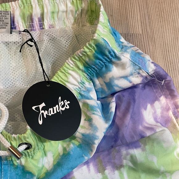 NWT Franks Tie Dye Classic Lilac Multi Swim Trunks - size XL - Picture 5 of 9